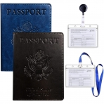 FULLBELL RFID Korumal Erkek Deri Pasaportluk(Siyah/Mavi)(2 Adet)