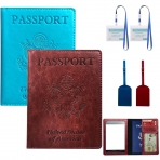 FuriTou RFID Korumal Deri Pasaportluk (Mavi/Kahve)(2 Adet)