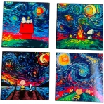 UP Mantar Bardak Altl (Pieces Snoopy Van Gogh, 4 Adet)