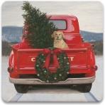 CoasterStone Seramik Bardak Altl (Christmas/Red Car, 4 Adet)