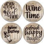 HomeLove Inc. Yuvarlak Bardak Altl (Wine Time, 4 Adet)