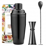 Homestia Paslanmaz elik Kokteyl Shaker Set (Siyah)