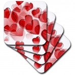 3dRose Mantar Bardak Altl(Beyaz Kalp Desenli, 4 adet)