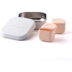 Miniware Paslanmaz elik Blmeli Beslenme Kutusu (Beyaz/eftali)