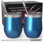 CHILLOUT LIFE Stainless Steel Wine Tumblers 2 Pack 12 oz - Double