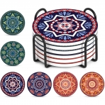 LIFVER Seramik 6 Adet Bardak Altl (Mandala Desenli)