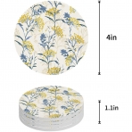 Three Sunflower  Seramik Bardak Altl���(4adet)(Beyaz)