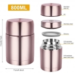 Yelocota 798.49ml elik Yemek Termosu(Rose Gold)