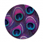 Non-Slip Round Mousepad, FINCIBO Purple Peacock Feather Mouse Pad