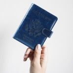 Anbelideb RFID Korumal Kadn Deri Pasaportluk (Lacivert)