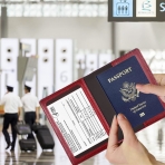 FULLBELL RFID Korumal Kadn Deri Pasaportluk(Kahverengi/Krmz)