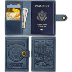 Villini RFID Korumal Erkek Deri Pasaportluk (Ak Mavi)