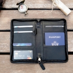 POLARE ORIGINAL RFID Korumal Kadn Deri Pasaportluk (Siyah)