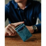 SERMAN BRANDS RFID Korumal Erkek Deri Czdan (Mavi)