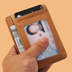VBAX RFID Korumal Erkek Deri Kartlk (Kahverengi)