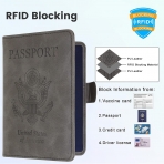 YIXXI RFID Korumal Kadn Deri Pasaportluk (Gri)