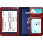 KAOBAN RFID Korumal Erkek Deri Pasaportluk (Koyu Krmz)