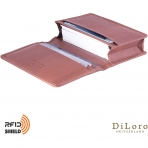 DiLoro RFID Korumal Kadn Deri Czdan (Tan Rengi)