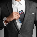 GOIACII RFID Korumal Erkek Deri Kartlk (Mavi/Siyah)