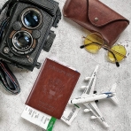 FUZHAO RFID Korumal Erkek Deri Pasaportluk (Kahverengi)