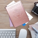 Sonloka RFID Korumal Kadn Deri Pasaportluk (Rose Gold)