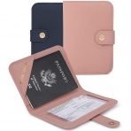 P TRAVEL DESIGN Deri Pasaportluk(2 adet)(Lacivert/Pembe)