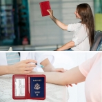 Felomdep RFID Korumal Kadn Deri Pasaportluk (Krmz)