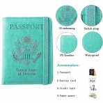LAUWOO RFID Korumal Deri Pasaportluk (Yeil)