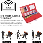 KingTo RFID Korumal Kadn Deri Czdan(Krmz)