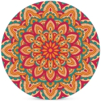 QINWEILU Seramik Bardak Altl (Krmz Mandala, 4 Adet)