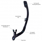Kraken Aquatics Dry Snorkel with Comfortable Silicone Mouthpiece