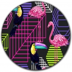 Qien BaiSei Dekoratif Bardak Altl (Flamingo/Yuvarlak, 4 Adet)