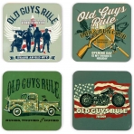 OLD GUYS RULE Mantar Bardak Altl(Desenli, 4 Adet)