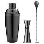 Homestia Paslanmaz elik Kokteyl Shaker Set (Siyah)