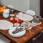 OrganiHaus Dekoratif Bardak Altl (Beyaz, 6 Adet)