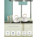 BELANKO Paslanmaz elik Ses kartan Ddkl Kettle (Milk/Ahap)