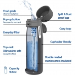 Philips Water GoZero Paslanmaz elik Matara (Gri, 550ml)