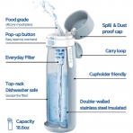 Philips Water GoZero Paslanmaz elik Matara (Ak Mavi, 550ml)