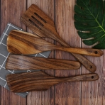 WOODENHOUSE Tahta Mutfak Gere�leri Seti(A��k Kahve, 4 Par�a)