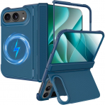 NINKI iPhone Duo Manyetik Gizli Standl� Mente�eli K�l�f-Blue