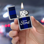 Zippo Ford Racing Stripes Design Street Chrome �akmak