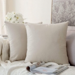 MIULEE Dekoratif Kadife 45x45cm Krem Yastk Klf (2 Adet)