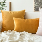 MIULEE Dekoratif Kadife 45x45cm Hardal Yastk Klf (2 Adet)