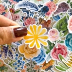 Navy Peony iek Sticker kartma (38 Adet)
