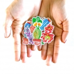 Navy Peony Kakts Sticker kartma (31 Adet)