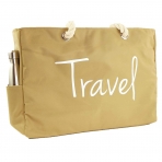 KEHO Travel Yaz�l� Kanvas Plaj �antas� (Krem)