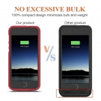 Euhan iPhone 5 /5S /SE Bataryal Klf (4000mAh)-Red