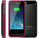 Maxboost iPhone 5S Atomic S Bataryal Klf (2400mAh)-Matte Black Pink