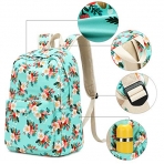 BLUBOON ocuk Okul Srt antas Set(Mavi iek Desenli)