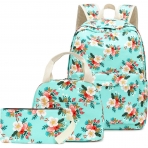 BLUBOON ocuk Okul Srt antas Set(Mavi iek Desenli)
